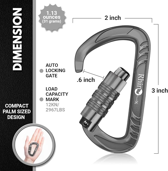 Rhino Produxs 12kN Heavy Duty Carabiner Clips, - Image 2