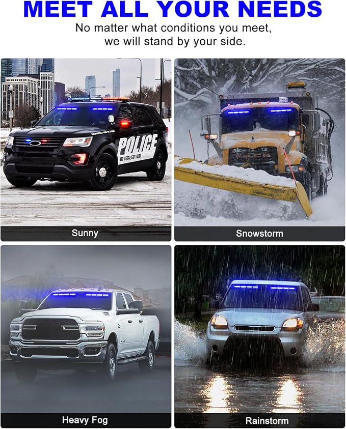 HLauto 6Z4J Emergency Dash Strobe Lights: 2x16.8 inch Blue Safety Lights - Image 6