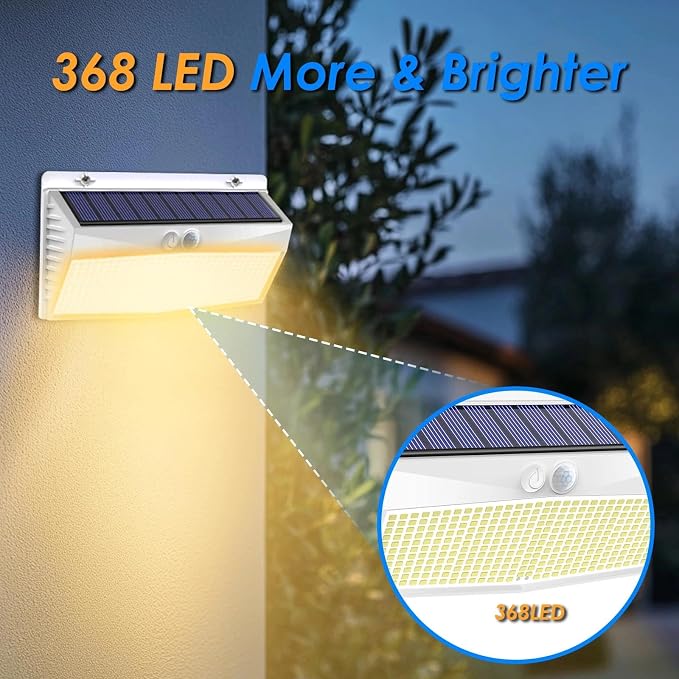 Peasur 2 Pack 368 LED Solar Lights Outdoor Motion Sensor, Solar Fence - Image 4
