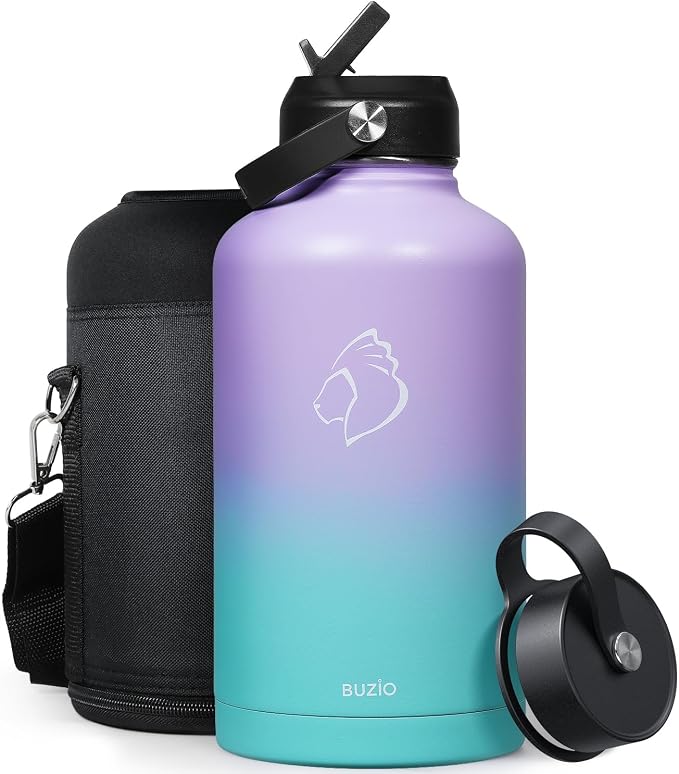 BUZIO 64oz Insulated Water Bottle Stainless Steel Double Wall Leak Proof Half - Image 8