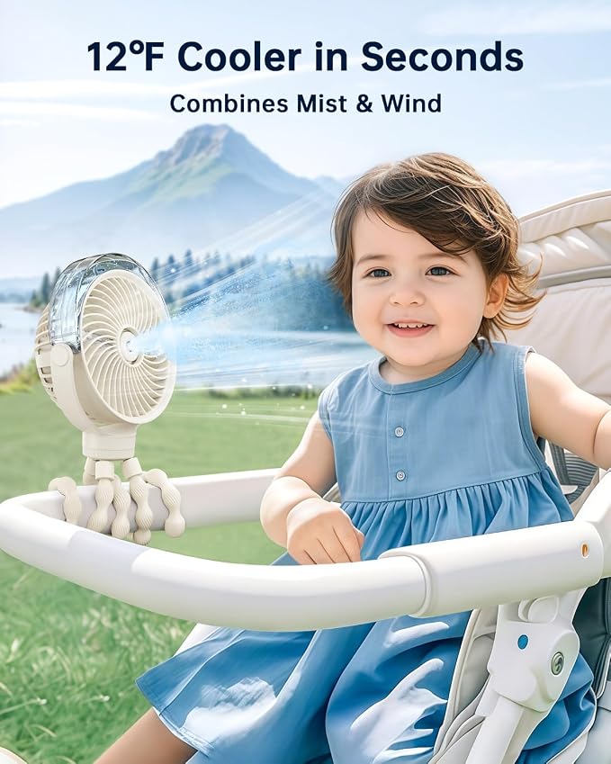 SWEETFULL Misting Stroller Fan – Portable Baby Fan - Image 2