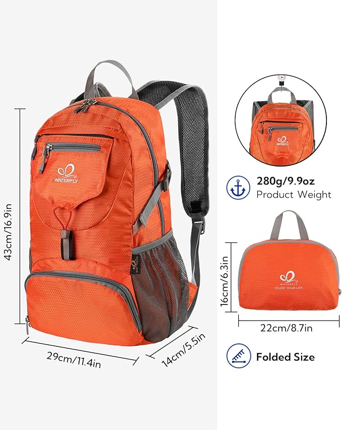 WATERFLY Small Lightweight Packable Backpack: 20l Ultra Light Foldable Travel - Image 2