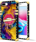 Compatible with iPhone 8 7 SE Case, Cool Corlorful Lip Marble Luxury Golden by Unknown