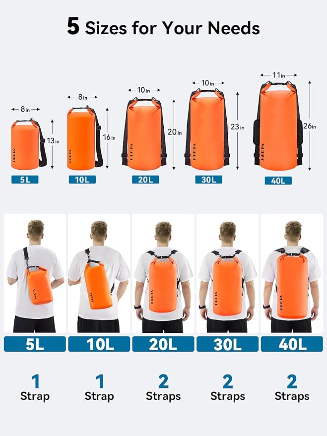 HEETA Waterproof Dry Bag for Women Men, 5L/10L/20L/30L/40L Roll Top Lightweight - Image 2