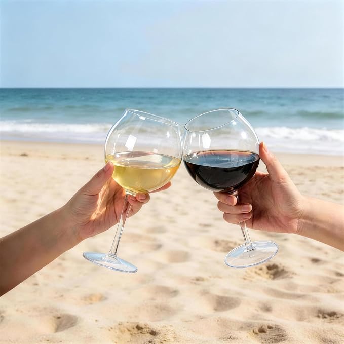Goodluck Floating Pool Wine Glasses Set of 4, 18oz Tritan Shatterproof Stemware - Image 6
