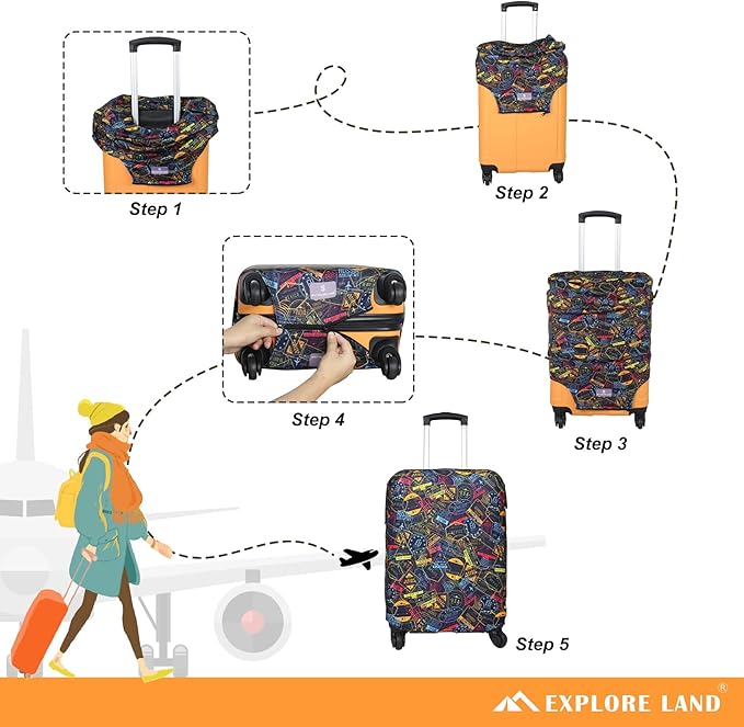 Explore Land Travel Luggage Cover Suitcase Protector Fits 31-32 Inch Case - Image 5