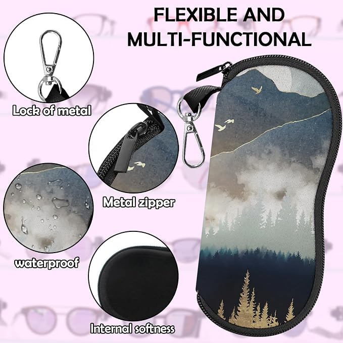 Glasses Case Sunglasses Eyeglass Soft Case Zipper Light Neoprene Pouch - Image 4