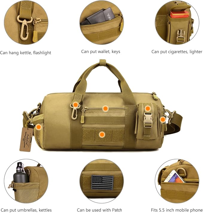ArcEnCiel Small Tactical Duffle Bag Men Gym Pack Military Molle Shoulder Bags - Image 5