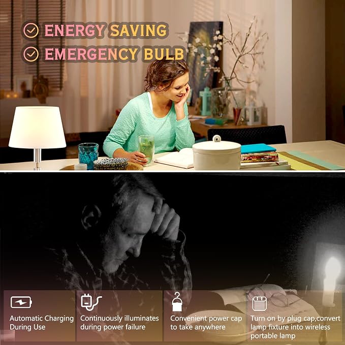6 Pack Rechargeable Emergency Light Bulbs, Battery Powered LED Light Bulb 6000K - Image 2