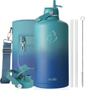 BUZIO 1 Gallon Water Jug with Straw Lid, 128oz Water Bottle Stainless Steel by BUZIO