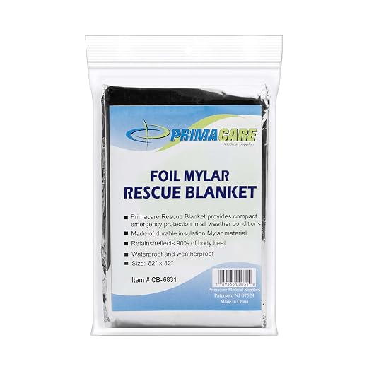 Ever Ready First Aid Mylar Rescue Blanket, Large Silver Thermal Sheet by Primacare
