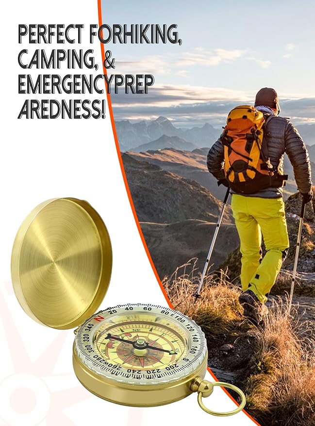 Waterproof Brass Compass for Hiking, Survival & Navigation – Large Dial Pocket - Image 2