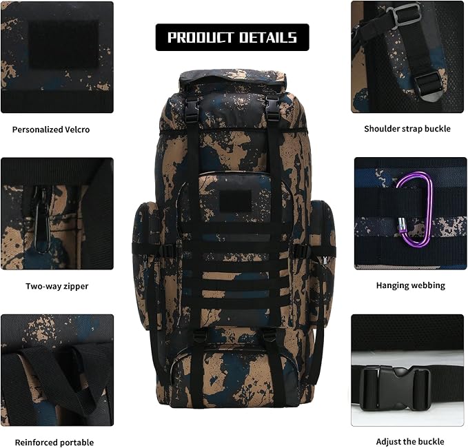 Hiking Backpack for Men 70L/100L Camping Backpack Military Rucksack Molle 3 - Image 5