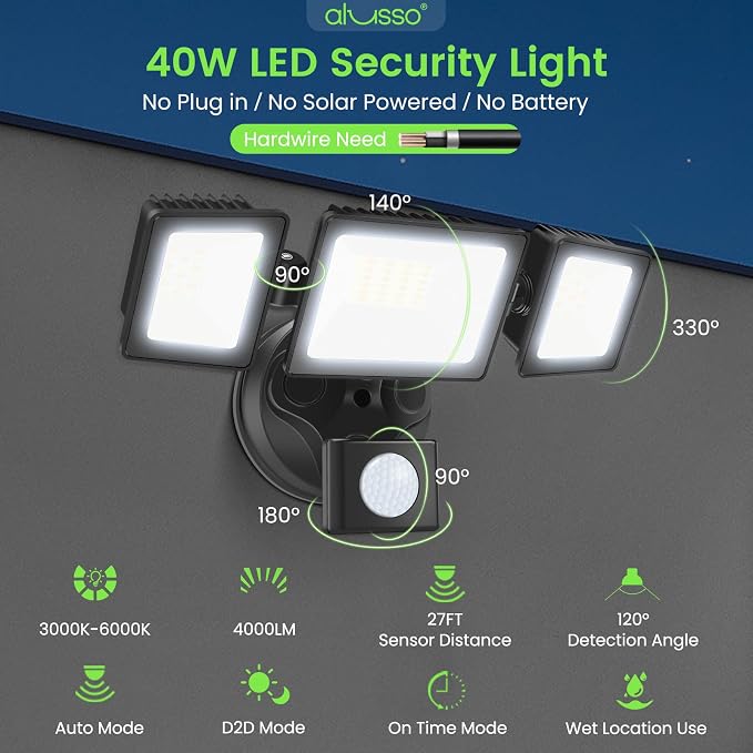 LED Security Lights Motion Sensor, 36W 3000LM Flood Lights Outdoor Motion Sensor - Image 2
