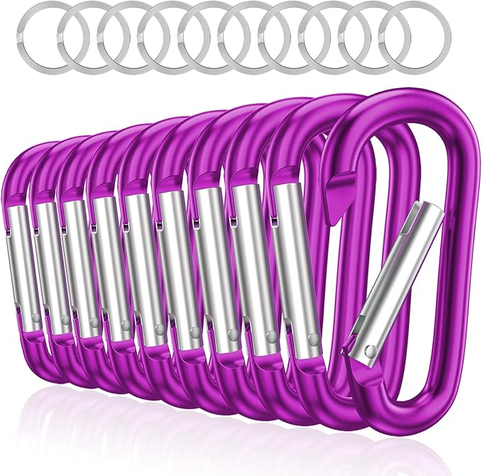 sprookber 3" Aluminum Carabiner D Ring, Caribeener Clips, Spring Snap Hook by Sprookber