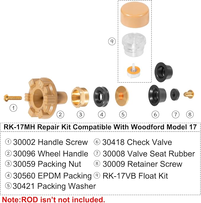 RK-17MH Repair Kit Metal Handle, Outside Faucet, Compatible - Image 5