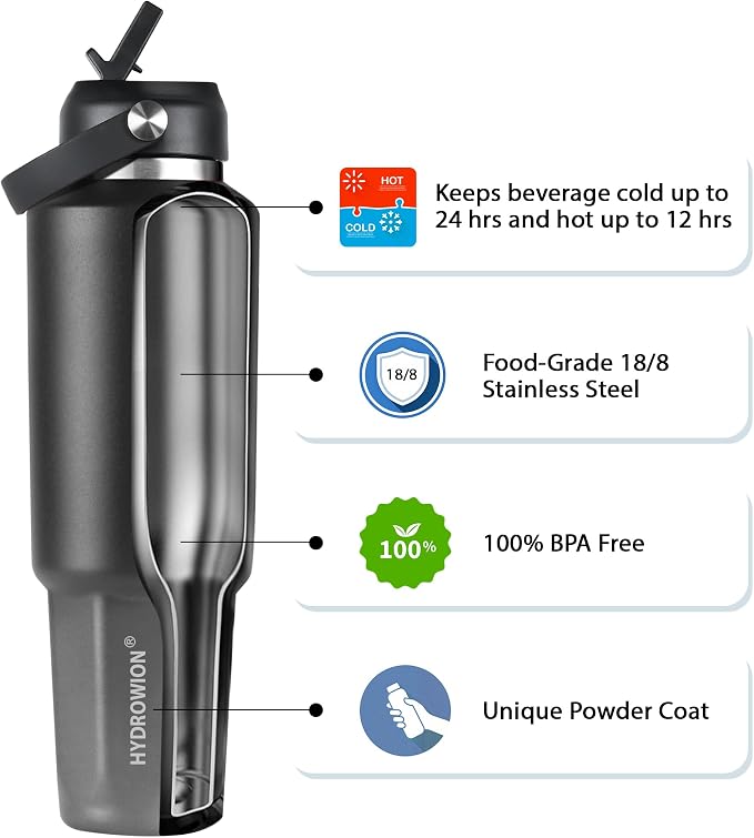 HYDROWION 40 oz Insulated Water Bottle, Car Water Bottle Holder - Image 5