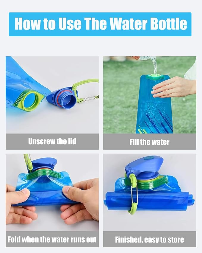 4 Pack Collapsible Water Bottle - Image 4
