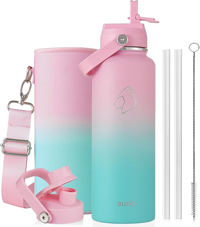 BUZIO 40 oz Insulated Water Bottle, Triple Wall Vacuum Stainless Steel Water by BUZIO
