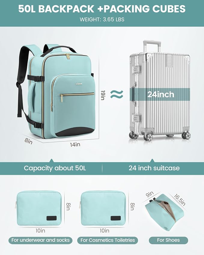 LOVEVOOK Travel Backpack for Women & Men 50L, Airline Approved Carry On - Image 5