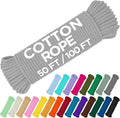 TECEUM Cotton Rope 3/16” – 100 FT – Strong All-Purpose Braided Rope – Natural by TECEUM