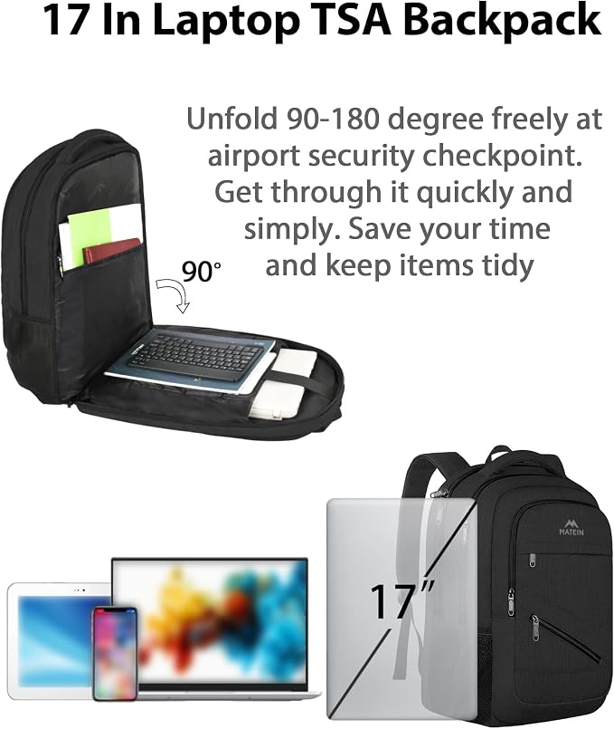 MATEIN 17 Inch Work Laptop Backpack, Large College Computer Bookbag - Image 2