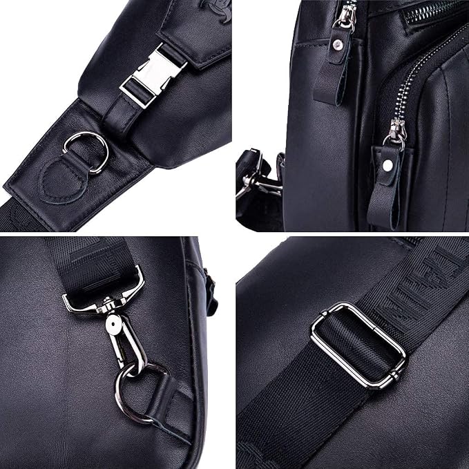Hebetag Leather Sling Bag Crossbody Backpack - Image 5