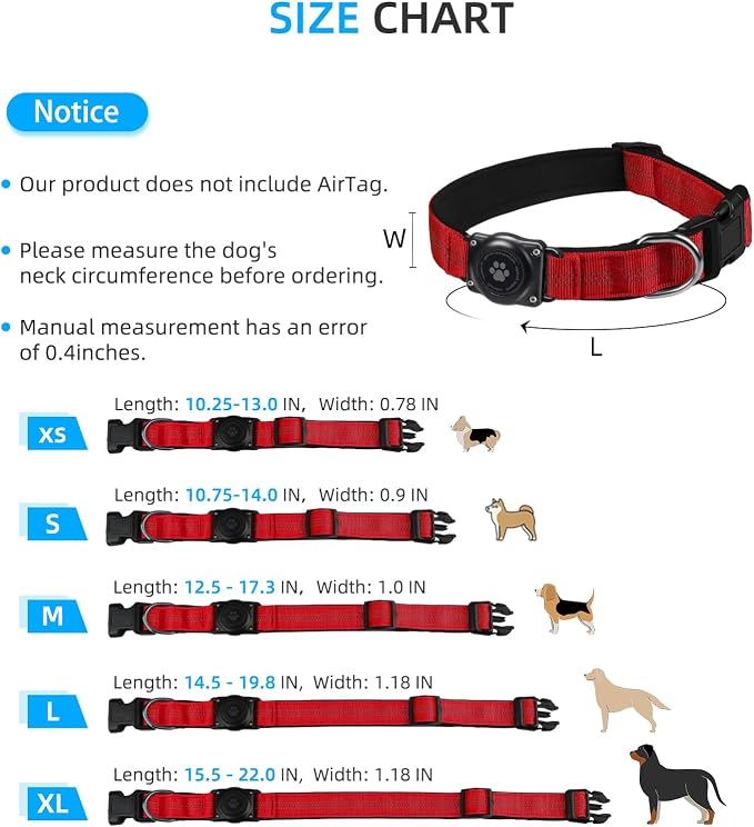 Upgraded AirTag Dog Collar, IP68 Waterproof Air Tag Dog Collar Holder, - Image 6