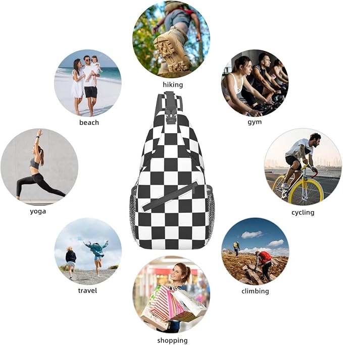 Checkered Crossbody Sling Bags for Women Men Checkerboard - Image 5