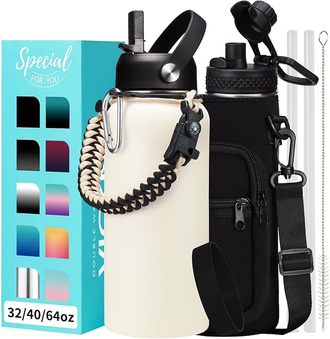 32 oz Insulated Water Bottle by VICKNIY