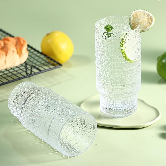 Large Capacity 16 oz Hobnail Drinking Glasses Set of 6, Vintage Glassware - Image 5