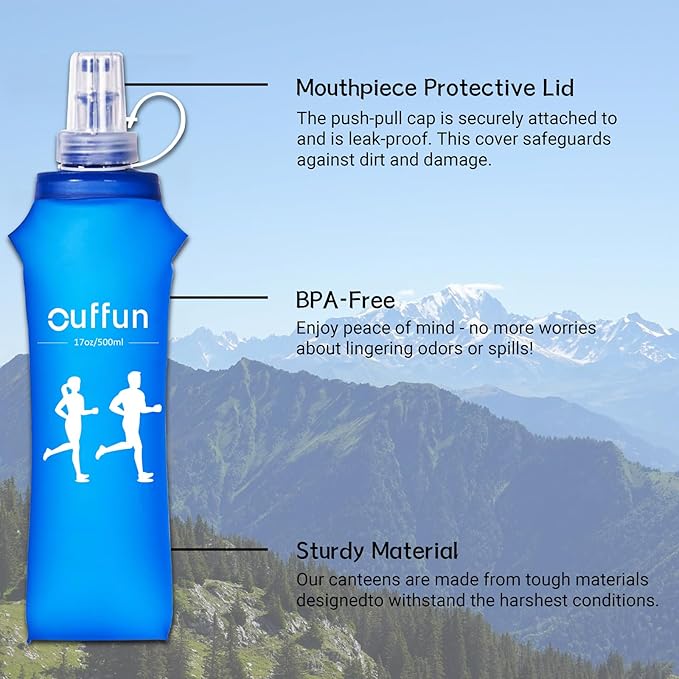 2 Pack Soft Water Bottle, TPU Collapsible Flask Foldable Bottles - Image 5