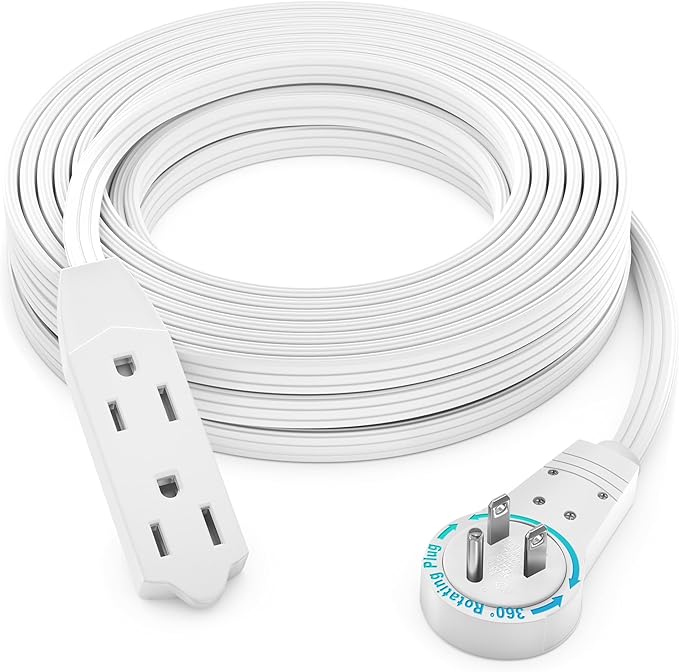Maximm Cable 30 Ft 360° Rotating Flat Plug Extension Cord, 16/3 AWG Multi 3 by MaximmCable