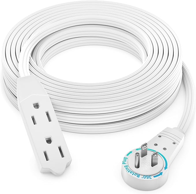Maximm Cable 50 Ft 360° Rotating Flat Plug Extension Cord, 16/3 AWG Multi 3 by MaximmCable