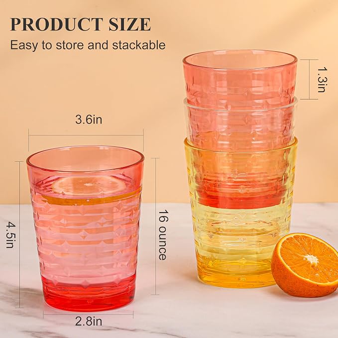 BPA-Free Plastic Tumblers 8 Pack | Reusable Dishwasher Safe | Stackable - Image 3
