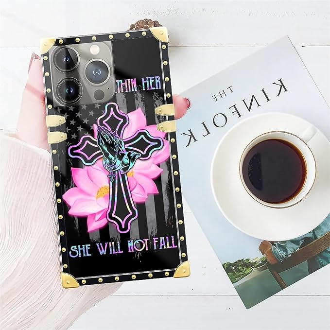 Compatible with iPhone 14 Pro Max Case, Praying Cross Hands Luxury Golden - Image 7