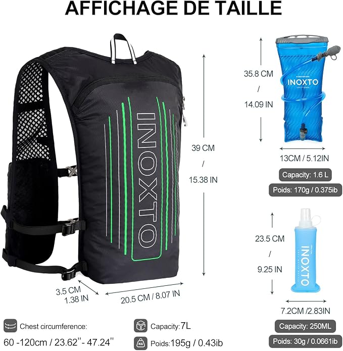 INOXTO Running Hydration Vest Backpack, Lightweight Insulated Pack - Image 2