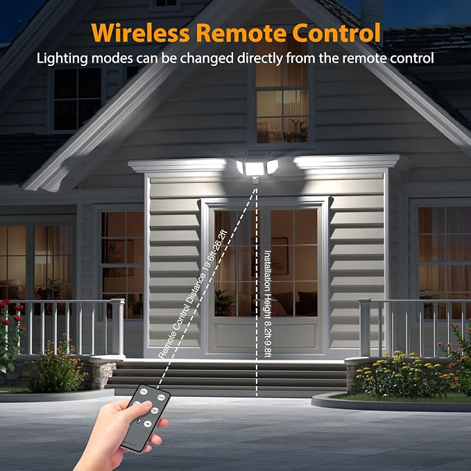 Onforu 4500LM Solar Lights Outdoor, 3 Heads Security Lights - Image 6
