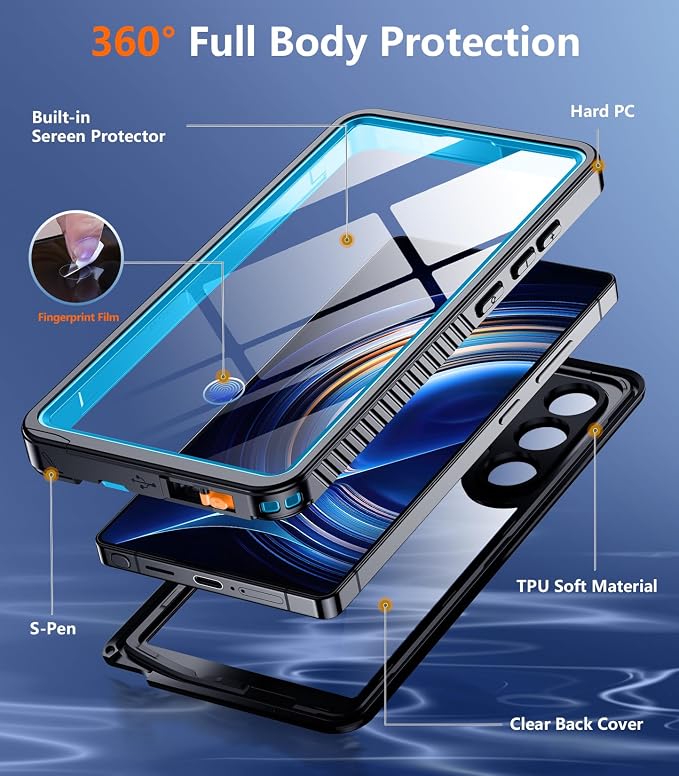 Temdan Designed for Samsung Galaxy S25 Ultra Case Waterproof, Built-in Lens & - Image 5