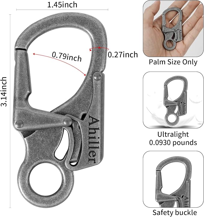 Ahiller Carabiner Clip, Double Anti-Misopening Locking Design, Key Ring Clip - Image 3