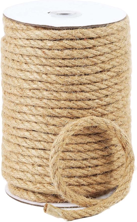 Natural Jute Twine, 8MM x 100FT Jute Rope Roll, Heavy Duty Thick Twine by RadixRope