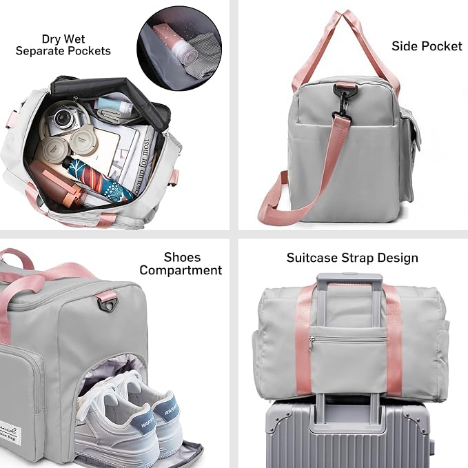 Suruid Travel Duffel Bag with Shoes Compartment Sports Gym Bag with Dry Wet - Image 3