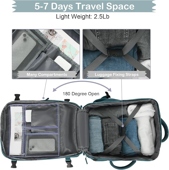 Hanples Personal Item Backpack, Travel Backpack - Image 6