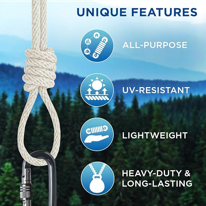 TECEUM Cotton Rope 3/16” – 300 FT – Strong All-Purpose Braided Rope – Natural - Image 4