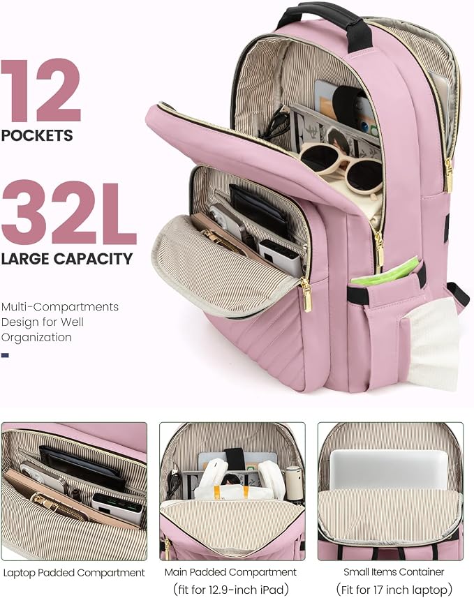 LOVEVOOK Laptop Backpack for Women, Travel Computer Work Bags - Image 2