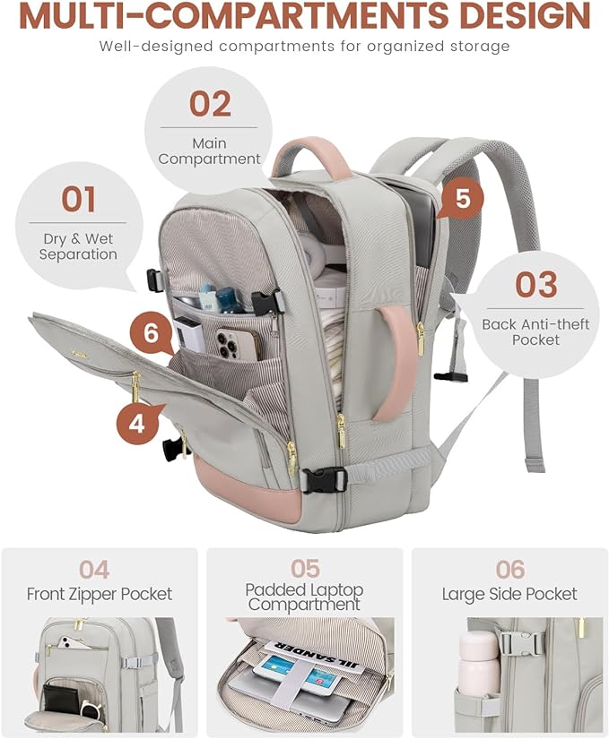 LOVEVOOK Travel Backpack For Women, 40L Carry On Backpack Flight Approved - Image 5