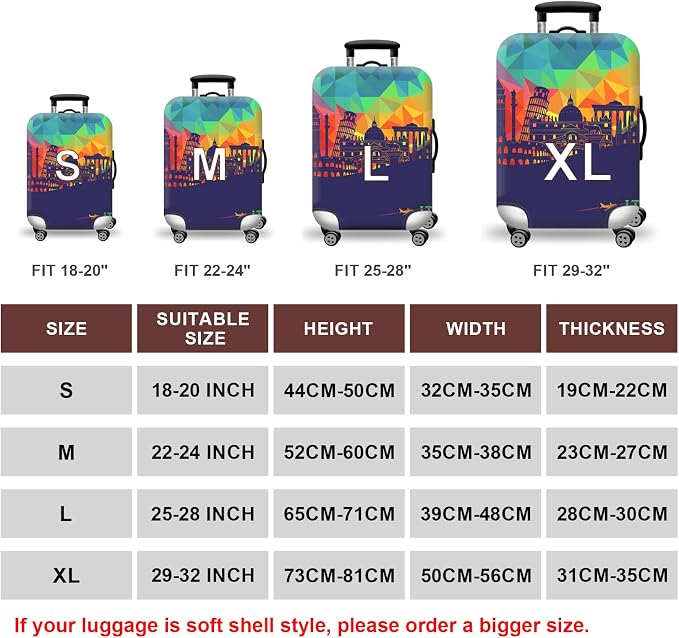 WUJIAONIAO Travel Luggage Cover Baggage Suitcase Cover Protector Skins 18-32 - Image 6