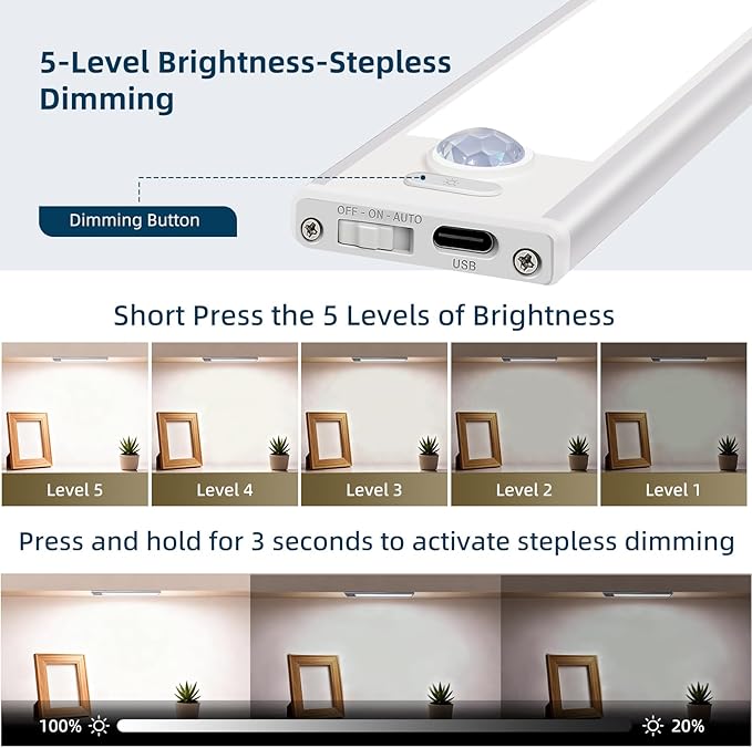 12inch Under Cabinet Lighting, 4 Pack Rechargeable Motion Sensor Light Indoor - Image 6