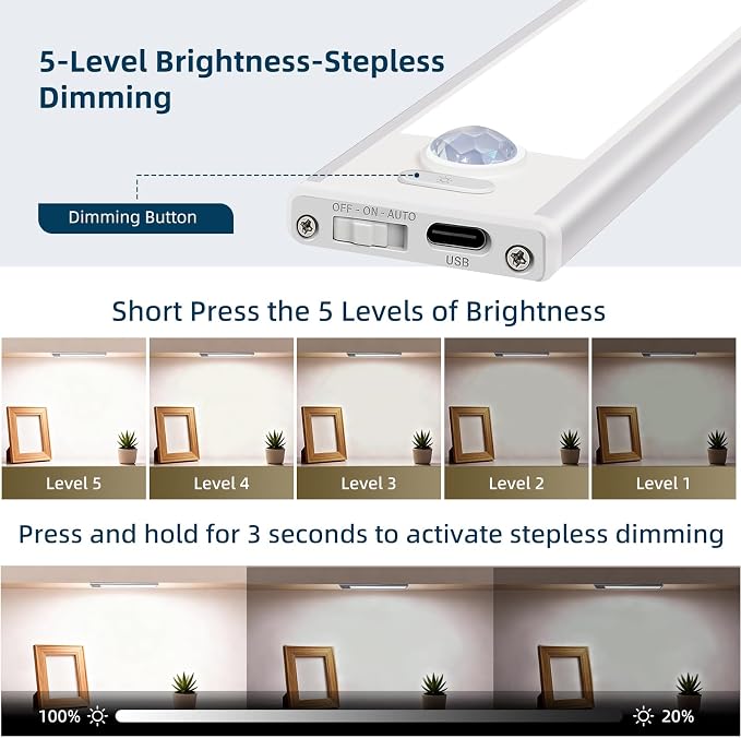 16inch Under Cabinet Lighting, 4 Pack Rechargeable Motion Sensor Light Indoor - Image 6