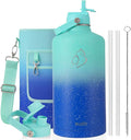 BUZIO 1 Gallon Water Jug with Straw Lid, 128oz Water Bottle Stainless Steel by BUZIO
